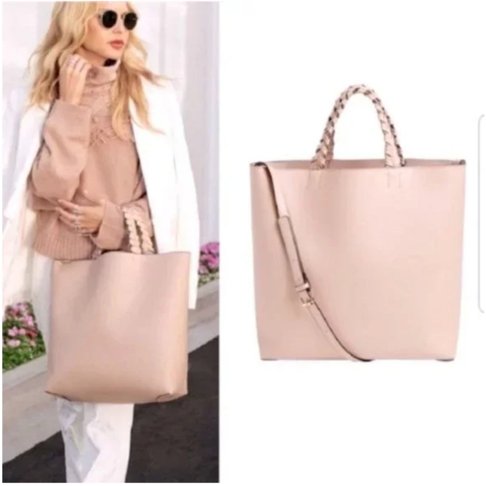 NWT Rachel Zoe x Jules Kae Neutral Pale Blush Vegan Leather Tote Bag.